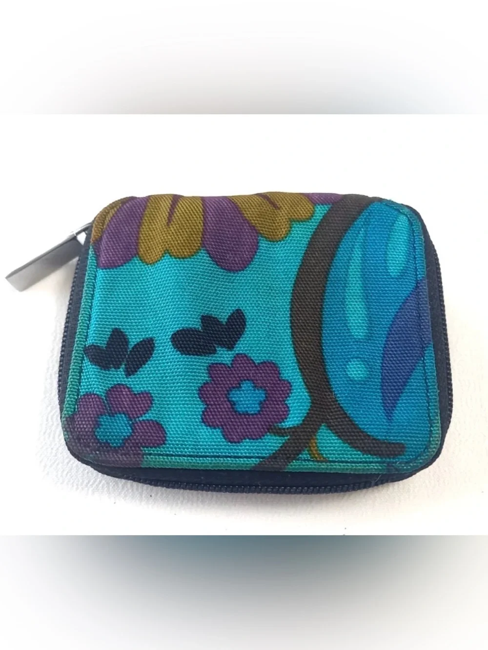 Teal Floral Compact Women’s Pouch